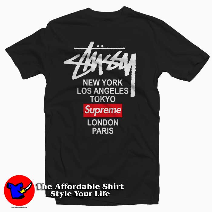 Stussy X Supreme World Tour Collab Tee Shirt - Tee Shirt Style Your Life