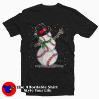 Christmas Baseball Snowman Dab Party Tee Shirt