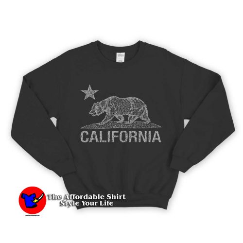 California Vintage White Bear Black 500x500 California Vintage White Bear Black Unisex Sweatshirt