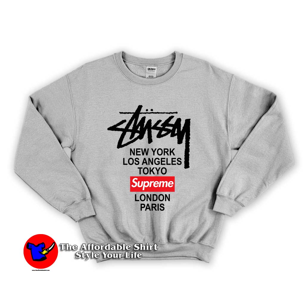 Get Buy Supreme x Stussy Collab Unisex Sweatshirt For Style Your Life