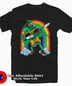Dabbing Shamrock Leprechaun Rainbow T-Shirt