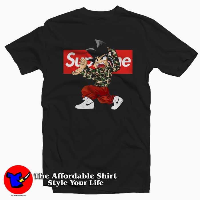 Symposium Hoe Oprecht Get Buy Dragon Ball Goku x Supreme Bape T-Shirt - On Sale