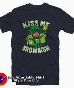 Kiss Me I'm Brownish Black Leprechaun T-Shirt