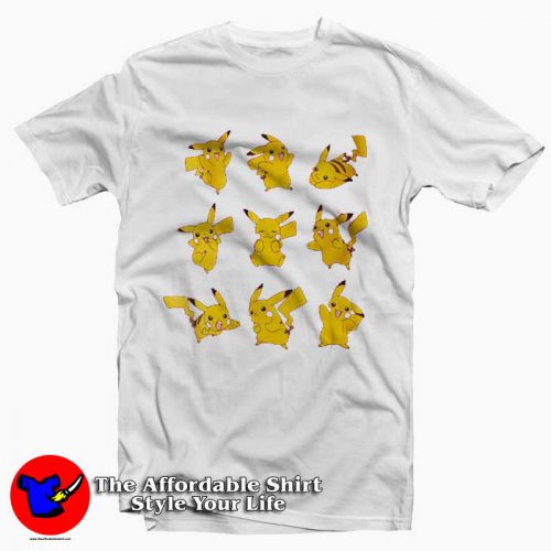 Pokemon Pikachu Poses Graphic 500x500 Pokemon Pikachu Poses Graphic Tee Shirt