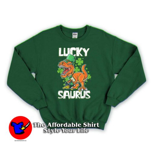 Rex Lucky Saurus 500x500 Rex Lucky Saurus Sweatshirt Gift St Patricks Irish Day