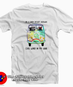 Hippie Cats On a Dark Desert Highway Funny T-Shirt