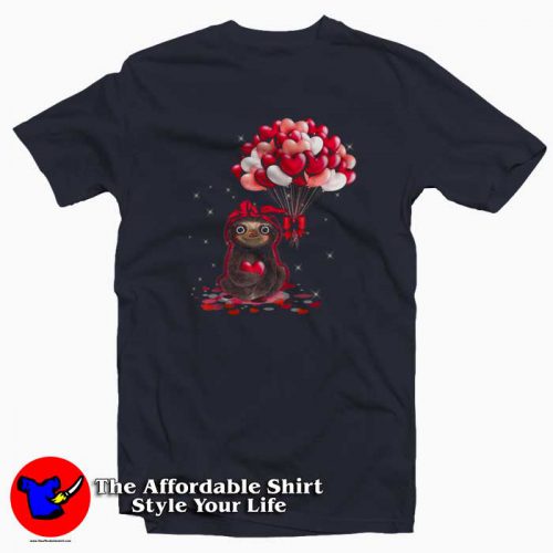Love Sloth Heart Balloon 500x500 Love Sloth Heart Balloon T Shirt Gift Valentine’s Day