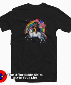 Dachshund Riding Unicorn Happy Independence T Shirt