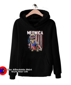 Meowica Cat Mullet American Flag Patriotic Hoodie