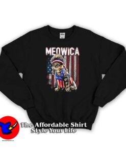 Meowica Cat Mullet American Flag Patriotic Sweatshirt