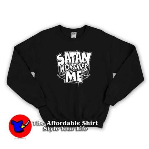 Satan Worships Me Evil Baphomet Sweater 500x500 Satan Worships Me Evil Baphomet Unisex Sweatshirt On Sale