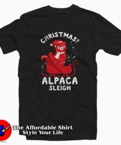 Cute Christmas Alpaca Sleigh Unisex Tshirt