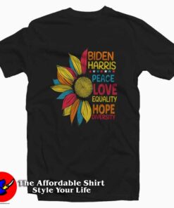 Peace Love Biden Harris Equality Flower T-shirt