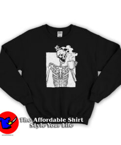 Funny Drinking Coffee Skeleton Sweatshirt