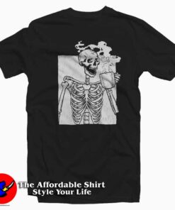 Funny Drinking Coffee Skeleton Unisex T-shirt