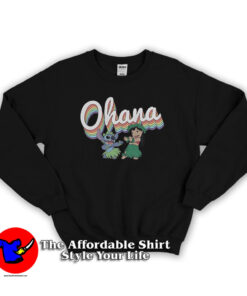Disney Lilo & Stitch Rainbow Ohana Crew Sweatshirt