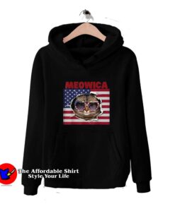 Meowica USA Patriotic Kitty American Flag Unisex Hoodie