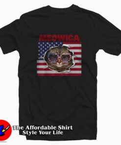 Meowica USA Patriotic Kitty American Flag T-shirt