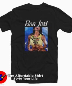 Bon Jovi Slippery When Wet Album Art Vintage T-shirt