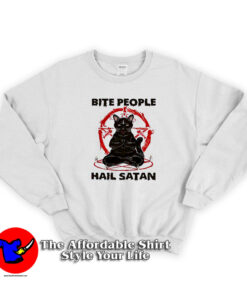 Funny Black Cat Bite People Hail Satan Unisex Sweatshirt