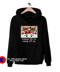Star Trek Press To Make it So 8 Bit Unisex Hoodie