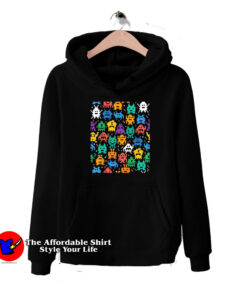 Vintage Retro 8 Bit Space Monsters Unisex Hoodie