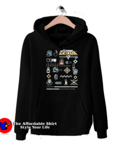 Vintage Zelda 8-Bit Pixel Boho Gold Icons Hoodie