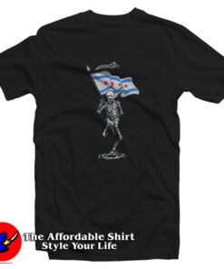 Skeleton Holding Chicago Flag Unisex T-Shirt