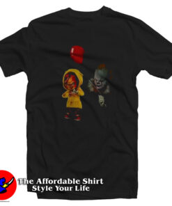 Chucky Doll and Pennywise Halloween Graphic T-Shirt