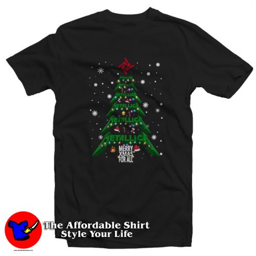 Metallica Merry Christmas For All tree T Shirt 500x500 Metallica Merry Christmas For All tree T Shirt On Sale