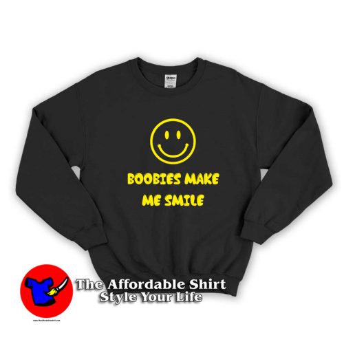 Boobies Make Me Smile Funny Graphic Sweater 500x500 Boobies Make Me Smile Funny Graphic Sweatshirt On Sale