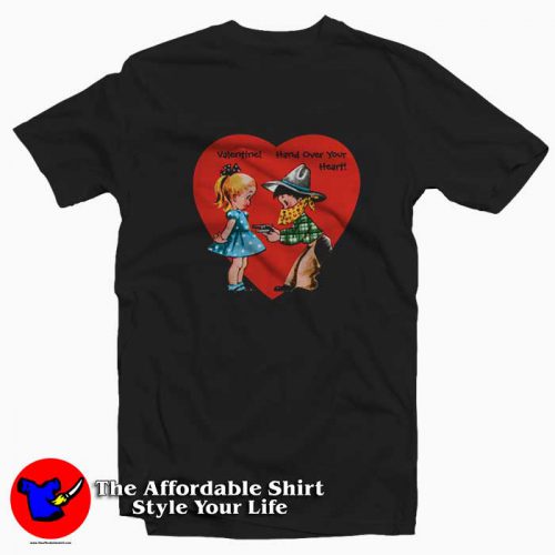 Vintage Valentines Day Girl With Cowboy Tshirt 500x500 Vintage Valentine's Day Girl With Cowboy T Shirt On Sale