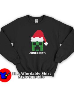 Minecraft Creeper Santa Hat Graphic Sweatshirt