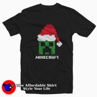 Minecraft Creeper Santa Hat Graphic T-Shirt