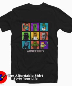 Minecraft Group Shot Colored Box Up Graphic T-Shirt