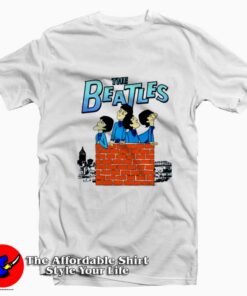 The Beatles Cartoon On The Roof Graphic T-Shirt