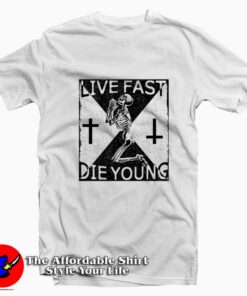 Live Fast Die Young Skeleton Graphic T-Shirt