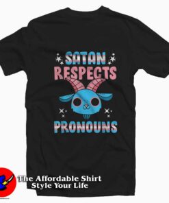 Satan Respects Pronouns Transgender Graphic T-Shirt
