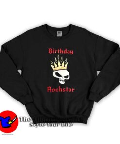 Birtday Rockstar Royal Skull Metallic Graphic Sweatshirt
