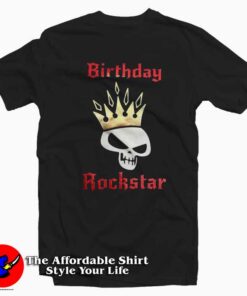 Birtday Rockstar Royal Skull Metallic Graphic Tshirt