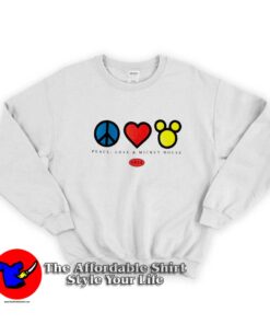 Mickey Mouse Peace & Love Graphic Unisex Sweatshirt