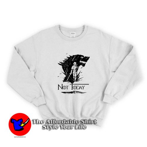 Arya Stark Not today Wolf Game Of Thrones Sweater 500x500 Arya Stark Not today Wolf Game Of Thrones Sweatshirt On Sale