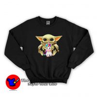 Funny Baby Yoda Hug Unicorn Graphic Unisex Sweatshirt