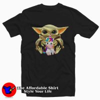 Funny Baby Yoda Hug Unicorn Graphic Unisex T-Shirt