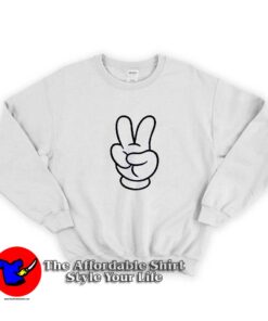 Mickey Mouse Peace Sign Finger Graphic Sweatshirt