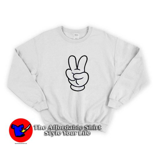 Mickey Mouse Peace Sign Finger Graphic Sweater 500x500 Mickey Mouse Peace Sign Finger Graphic Sweatshirt On Sale
