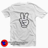 Mickey Mouse Peace Sign Finger Graphic Tshirt