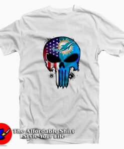 The Punisher Skull American Flag Miami Dolphins T-Shirt