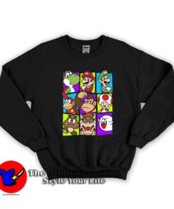 Funny Nintendo Super Mario Cast Graphic Sweatshirt