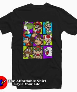 Funny Nintendo Super Mario Cast Graphic T-Shirt